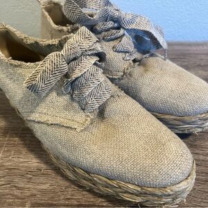 Women’s Pedro Garcia Gavi Platform  Canvas Raffia Casual Shoes Sz 40/ US 10 EUC